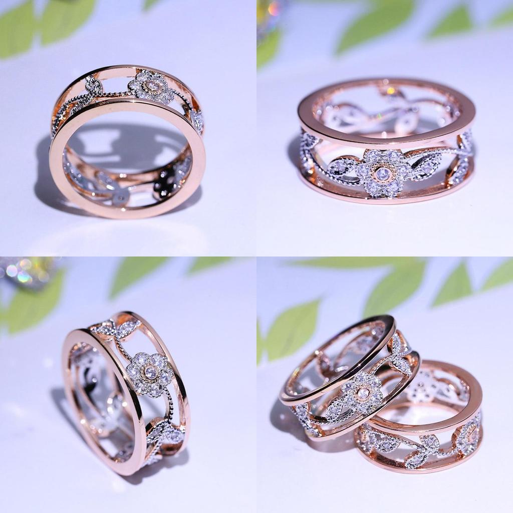 Elegant Women Classics Fashion Flower Plating Zircon Wedding Ring For Timeless Beauty