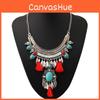 Simulation Ethnic Style Gemstone Decoration Women Necklace With Design Tassel