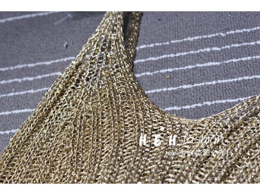 Bingbing Блестящий полосатый трикотажный топ-комбинезон