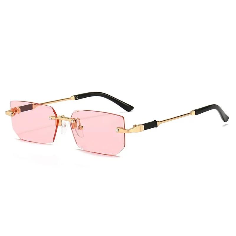 Fashion Rimless Sunglasses for Men Women UV Protection Multi Color Glasses Outdoor Driving Travel Accessories