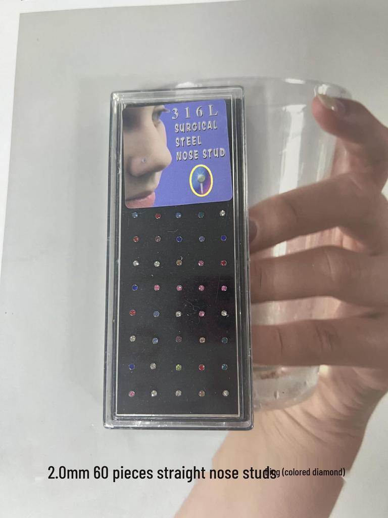 60 шт. 1,8 мм Стальные стразы Пирсинг для носа и хряща уха