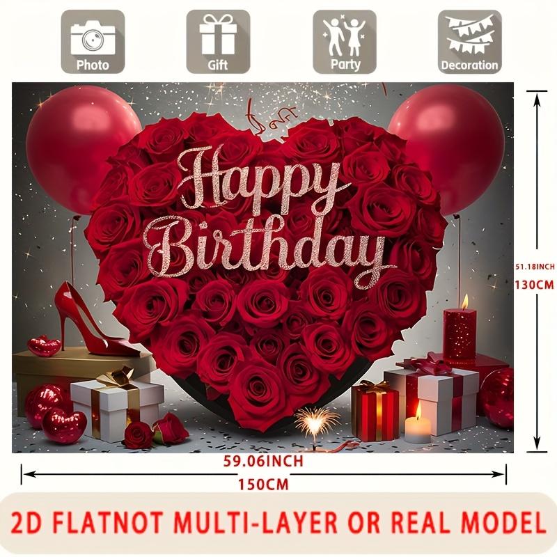Party Backdrop Happy Birthday Birthday Red Black Photo Booth Background Wall Decor