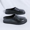 Fashion Non-Slip Leisure Walk Slippers Casual Leather Male Muller Shoes New Design Mens Lazy Walking Shoes Slip On Man Half Drag Sandals