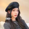Autumn Hat Women's Versatile Octagonal Hat Retro Leather Beret Showing Face Small Spring and Autumn Painter Hat