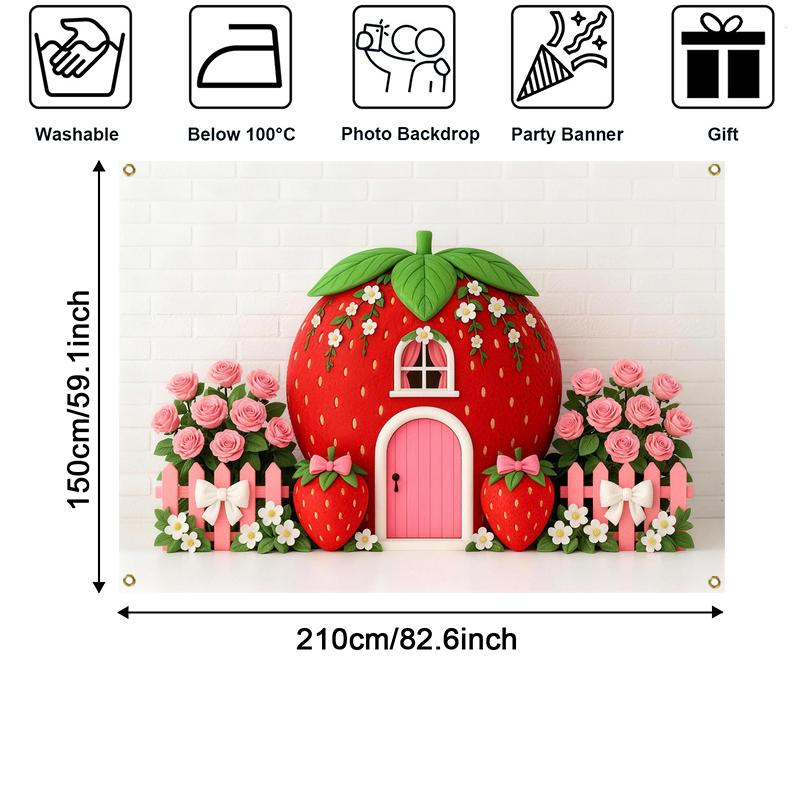 LS Sweet Strawberry House Backdrops Kids Baby Birthday Cake Smash Photocall Decors Child Photo Spring Backgrounds