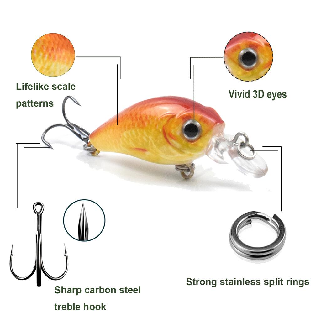 LIXADA 5pcs Fishing Lures Set Hard Body Lures with Treble Hook Life-Like Swimbait Fishing Bait 3D