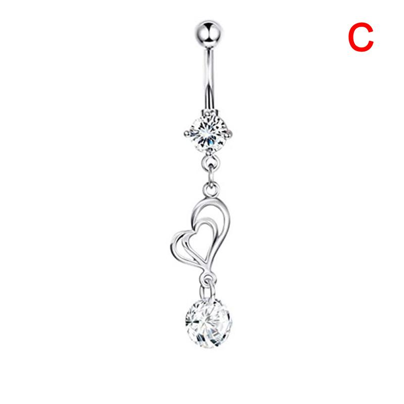 14G Crystal Belly Button Ring Barbell Pendant Pituitary Pierced Belly Button Ring