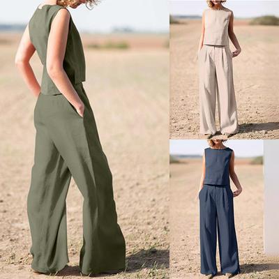 Большие размеры женские летние однотонные хлопковые льняные повседневные брюки с длинным рукавом свободного кроя в винтажном стиле