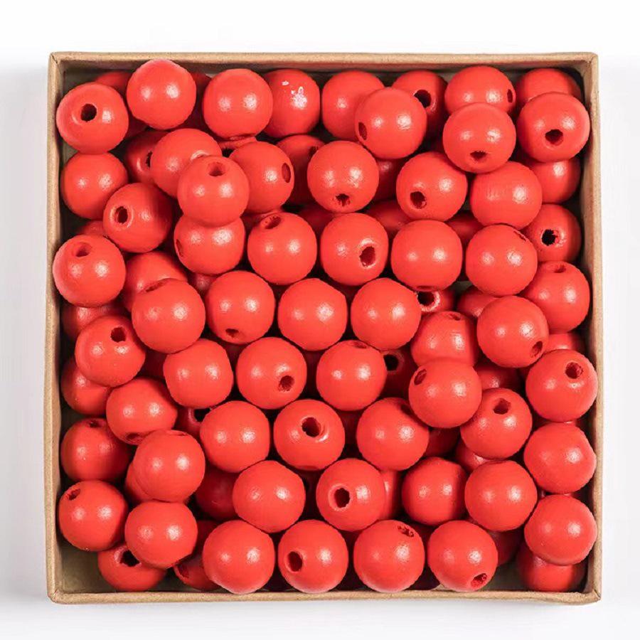Children's DIY 16MM Solid Color Wooden Beads for Stringing