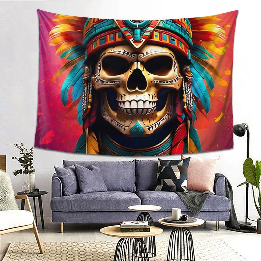 Aztec Skull7 Tapestry Decoration Art Aesthetic Tapestries for Living Room Bedroom Home Wall Cloth Wall Hanging