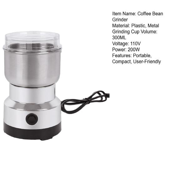 Electric Coffee Bean Grinder Portable Mini Spice Grinder Condiment Grinder Nut Seeds Grain Coffee Chopper Blender