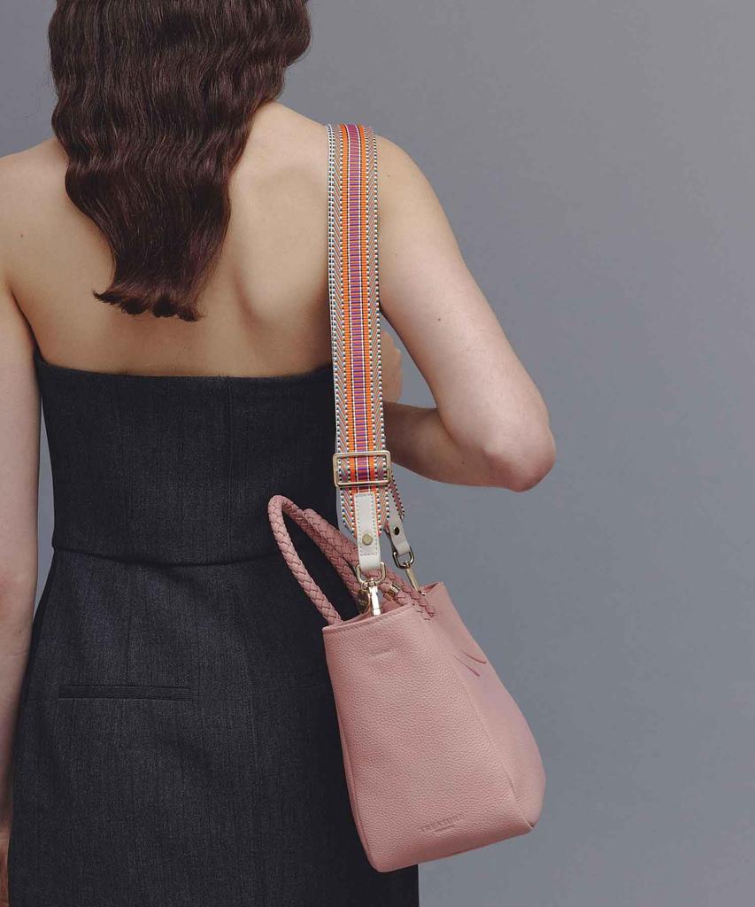 Сумка-тоут из мятой кожи с сетчатой ручкой через плечо, мини-сумка-тоут, розовая [Topkapi] Женская