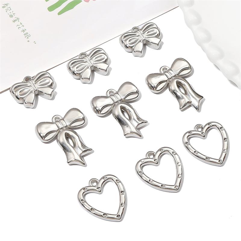 5-20 шт. Пластиковые серебряные родиевые подвески CCB в форме сердца, бабочки, банта, бусины для самостоятельного изготовления ювелирных изделий