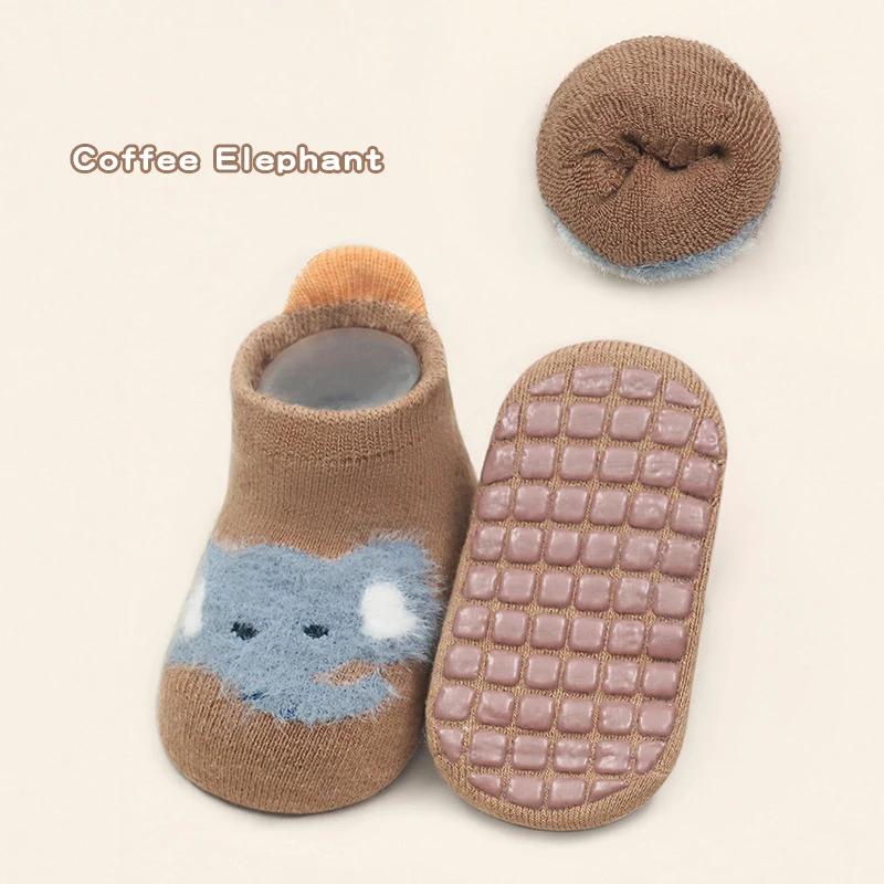 0-5Y Kids Winter Thicken Socks Baby Skidproof Floor Socks Boy Girls Cartoon Cotton Terry Warm Non-Slip Newborn Tube Socks Autumn