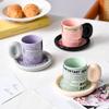 Retro Newspaper European Creative Coffee Cup Saucer Ceramic Afternoon Tea Cup Commercial Milk Cup High End Feeling Small Luxury
