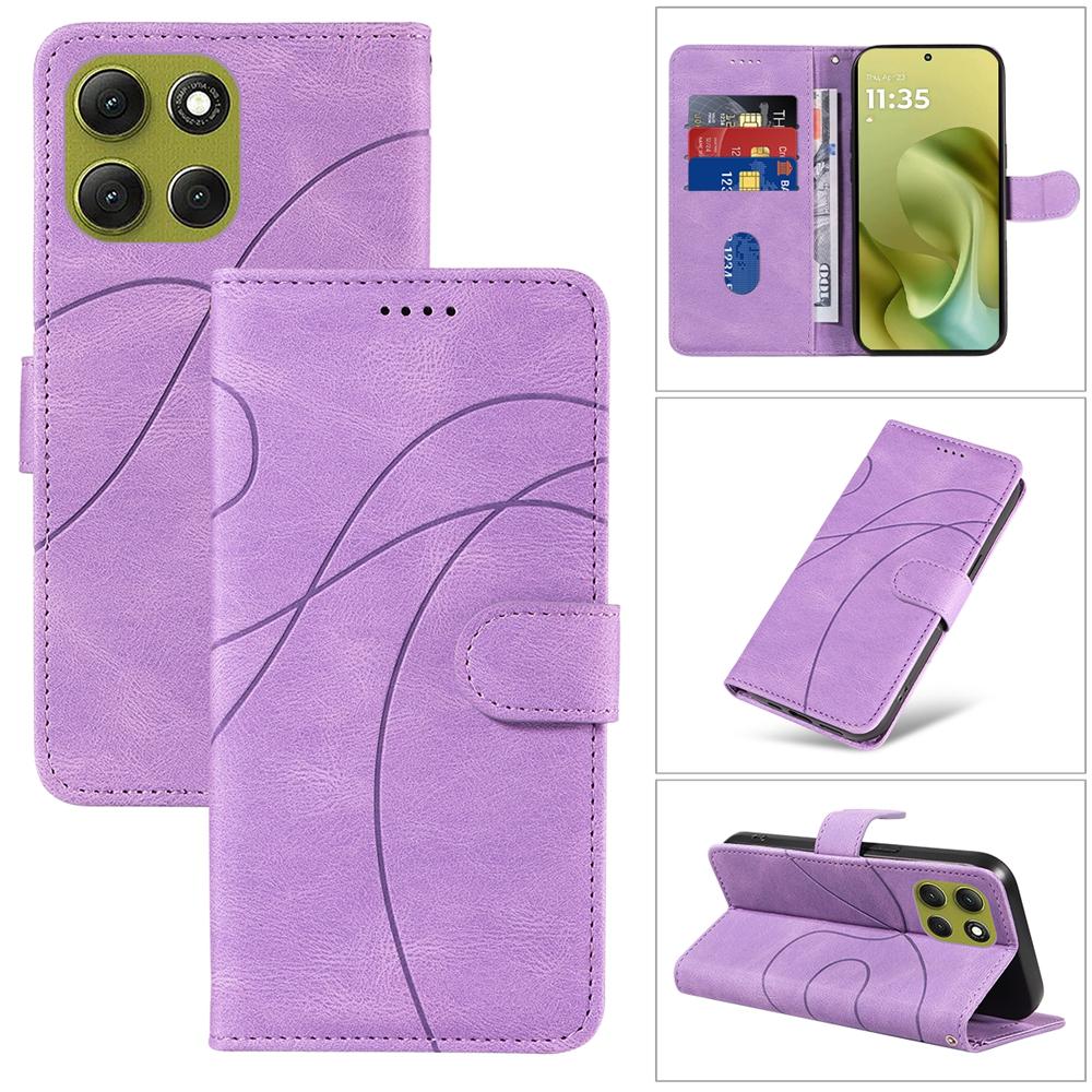 Магнитный кожаный чехол-кошелек для Moto G86 G85 G84 G56 G54 G34 G06 G05 G15 G24 G55 G35 G75 Edge 50 60 Pro Ultra Обложка Curve Line