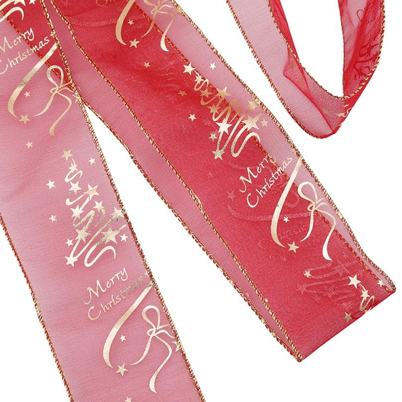 Модный креативный красный цветочный принт Рождественская лента Украшение на елку ARI