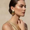 DIGADAGU Alloy Oval Horseshoe Buckle Stud Earrings New Trend Exaggerated Earrings Woman Party Zircon Accessories