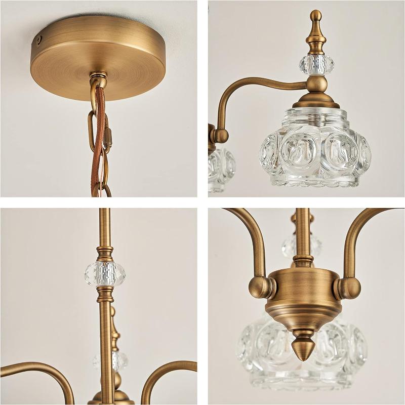 Винтажная люстра из золотого стекла с матовой матовой отделкой из античной бронзы