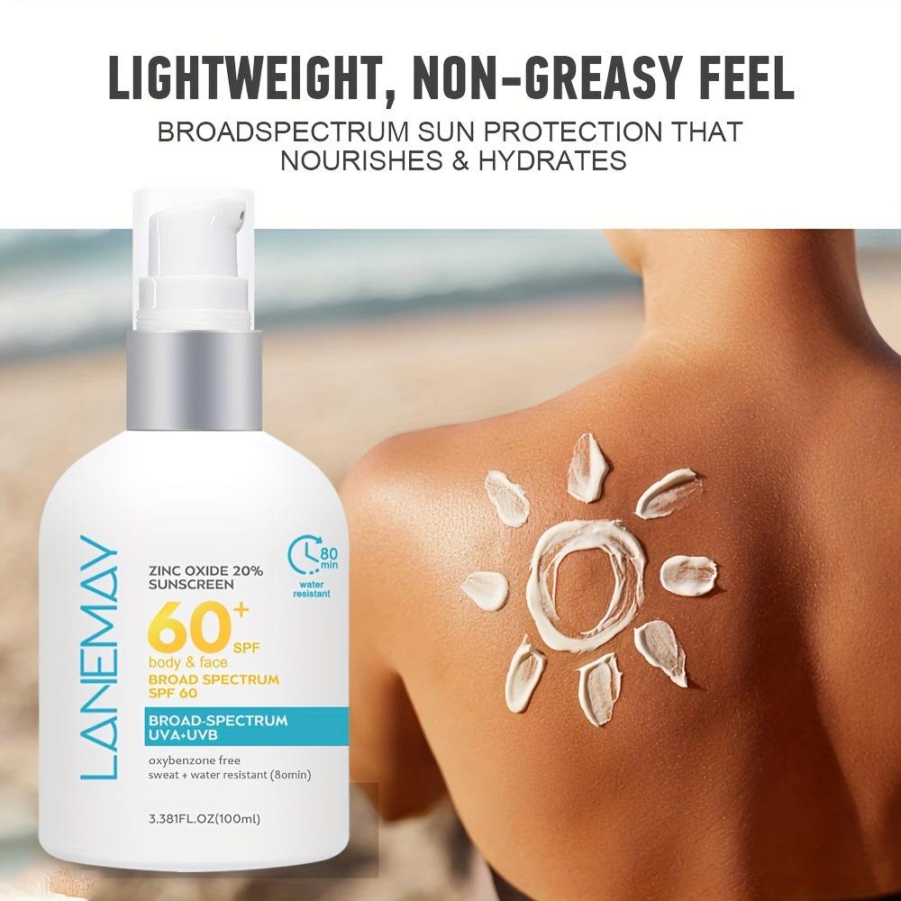 SPF60+ Daily Sun Protection Broad Spectrum - Hydroxy Acid and Vitamin E, Fast Absorption, Waterproof and Sweat-proof, Sunscreen, Suitable for The Body