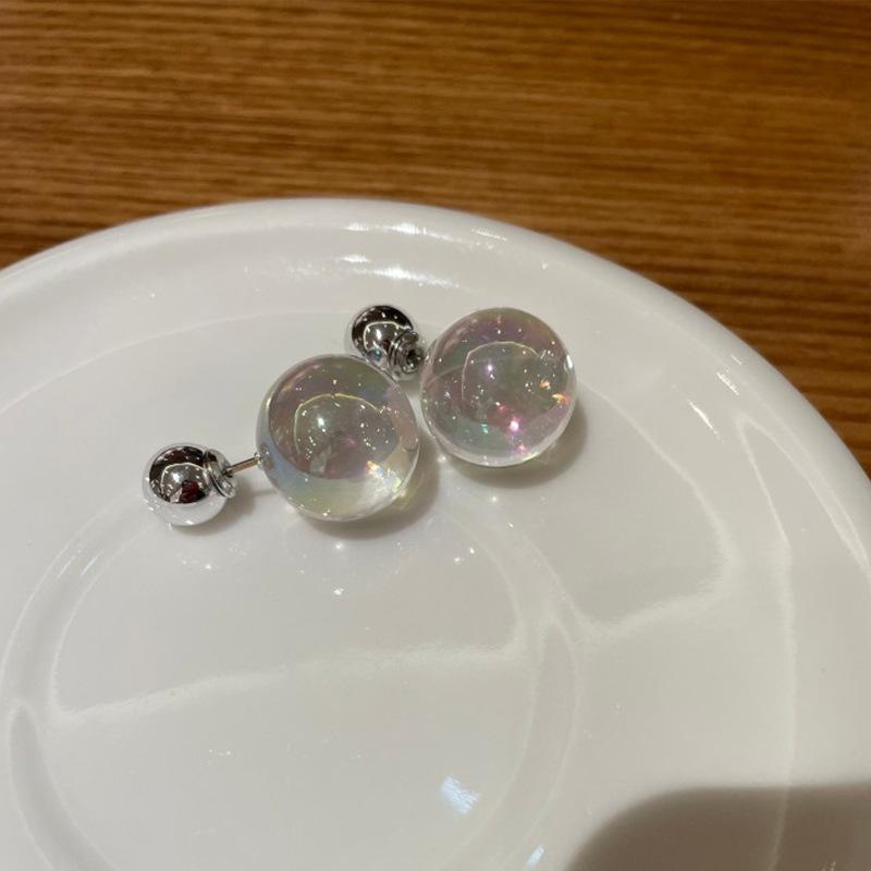 Серьги-гвоздики Dream Colorful Transparent Glass Ball Pearl, женские, нишевые, легкие, роскошные, элегантные, модные, изысканные, универсальные, серьги