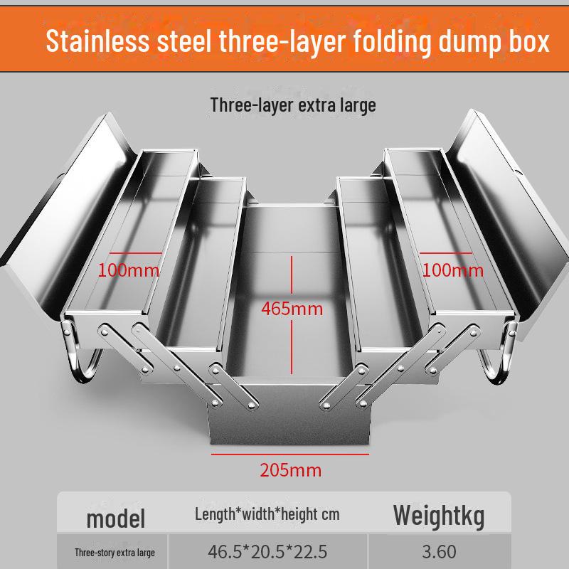 Трехслойный складной ящик для инструментов из нержавеющей стали цвета «лесной зеленый» — большой, портативный, промышленного класса для хранения вещей дома и в автомобиле.
