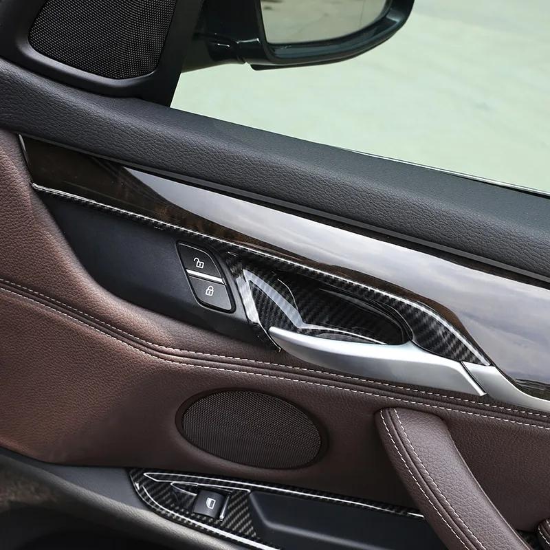 Стиль из углеродного волокна, внутренняя дверная ручка автомобиля, чаша, рамка, декоративная крышка, наклейки для BMW X5 F15 X6 F16 2014-2018