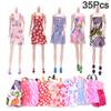35 шт. Одежда для Барби, 12 шт. юбок + 12 пар туфель на высоком каблуке + 5 5 корон + 6 ожерелий