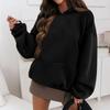 Women's Autumn And Winter Solid Color Pullover Hooded Sweatshirt Fleece Plus Size Long Sleeve Short Fashion Sweatshirt