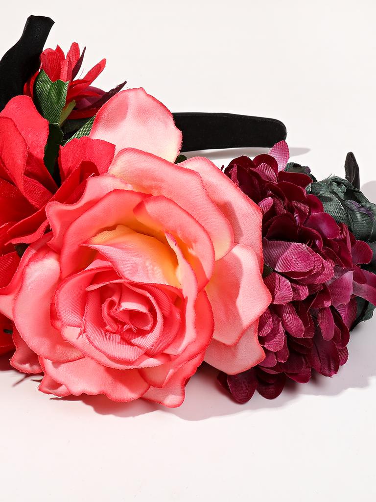 1 Pcs Custom Mexican Flower Crown Day Of The Dead Headpiece Hawaiian Boho Frida Floral Halloween Party Headband Quality