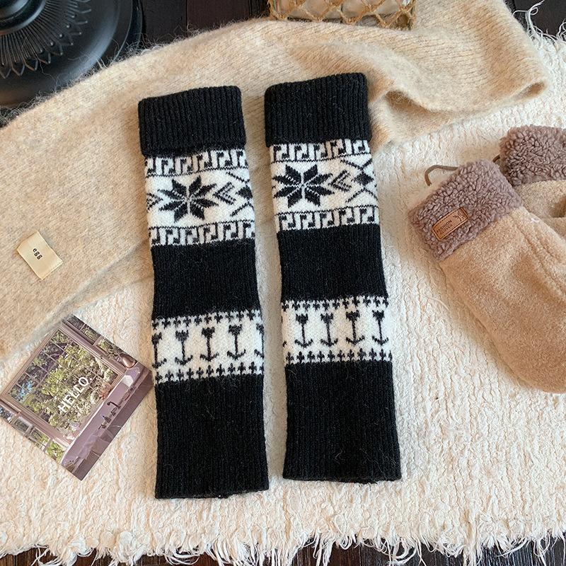 Осенне-зимние носки для женщин, толстые и теплые махровые носки из шерсти, ретро носки до икры