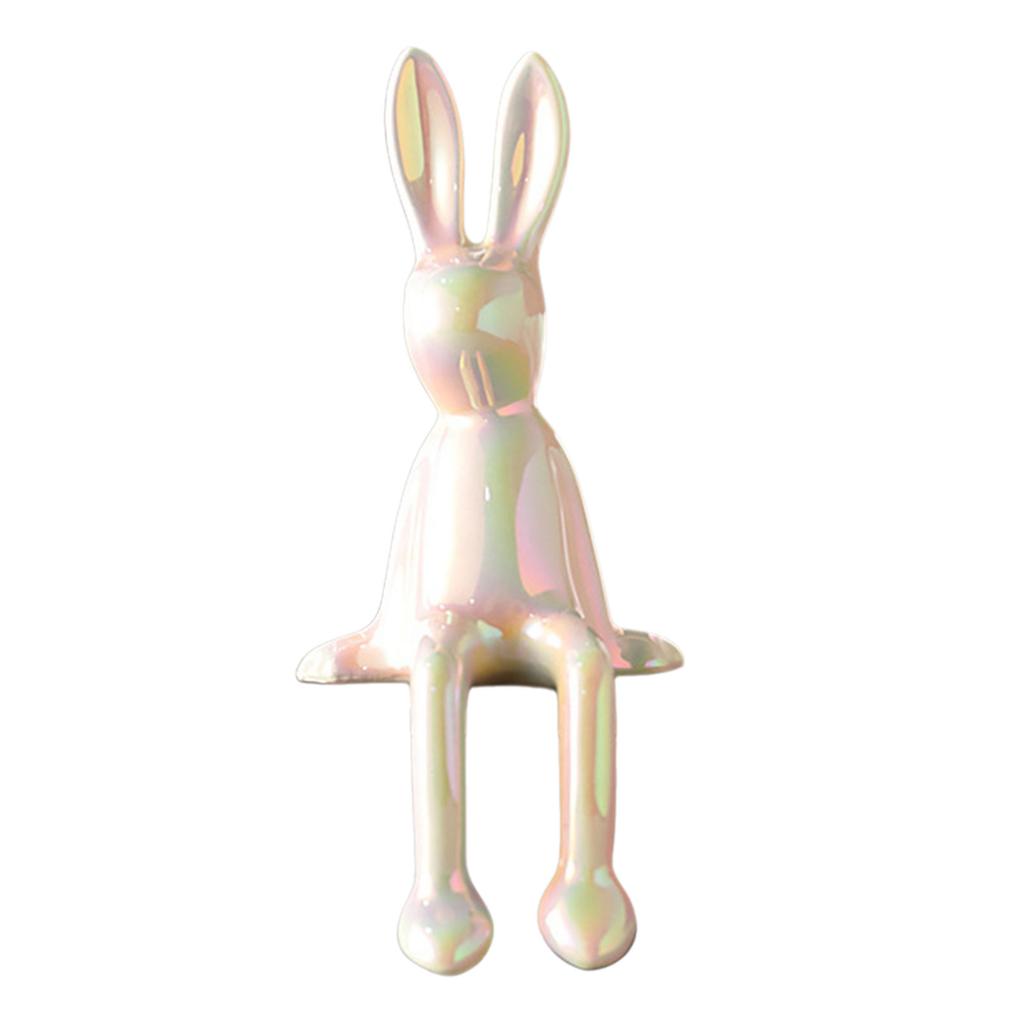 Цветная керамическая статуэтка кролика, декоративная скульптура животного для книжной полки, гостиной и спальни