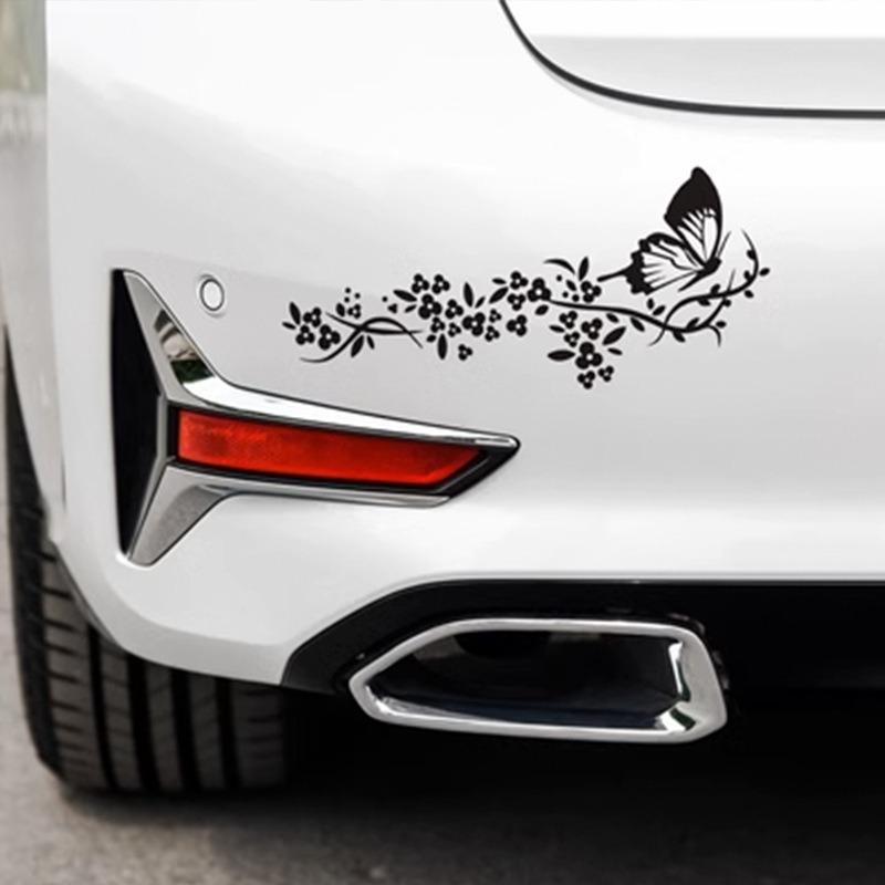 Flying Butterfly Flower Car Stickers Waterproof Auto Body Styling Decor Decals Window Vinyl Sticker Car Exterior Accessories