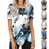 Женский летний топ с коротким рукавом и круглым вырезом, с принтом на пуговицах сбоку