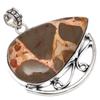 Necklace Bird Eye Jasper Gemstone Gift For Her Silver Jewelry 1.75"