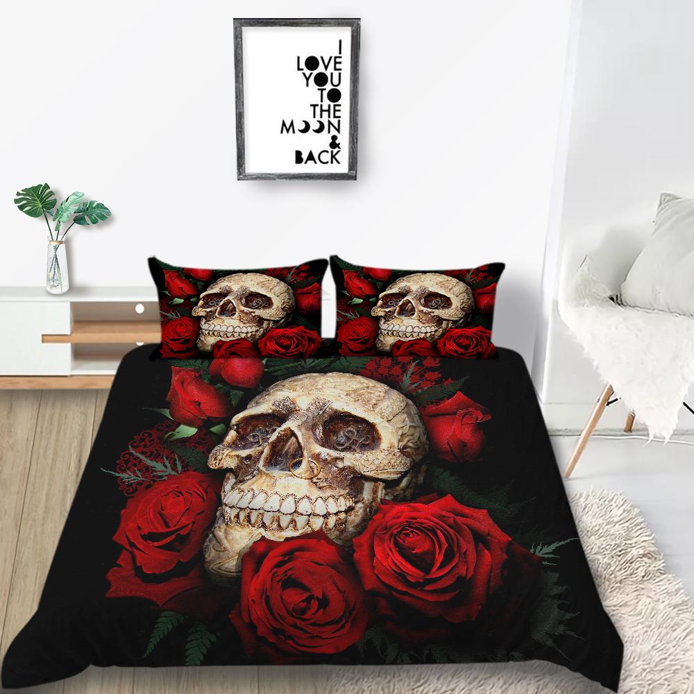 Комплект постельного белья с 3D принтом, наволочка с черепом, пододеяльник, комплект постельного белья, пододеяльник, полный размер, односпальная/двуспальная кровать, украшение для дома