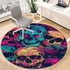 1PC Skull Vibrant Office Round Area Rug, Mat Suitable For Office, Under Office Chairs Bedroom Living Room Home Decor, Room Deco