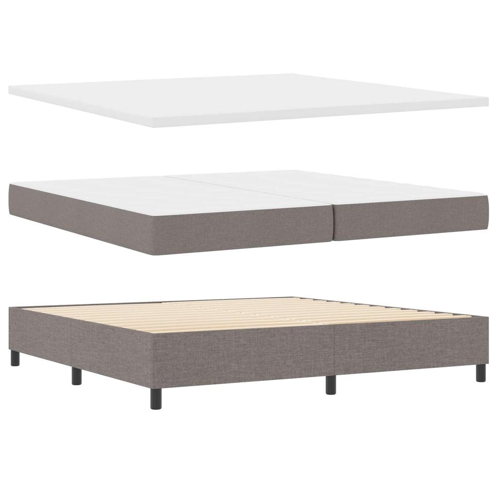 Box Spring Bed with Pillows and Headboard Taupe 200 x 200 cm Fabric