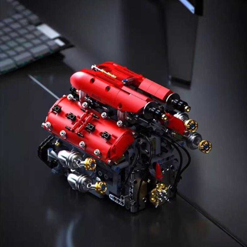 Набор строительных блоков «Техническая модель двигателя V8» с электрическим мотором, игрушки-конструктор, подарки на день рождения для мальчиков, настольный декор