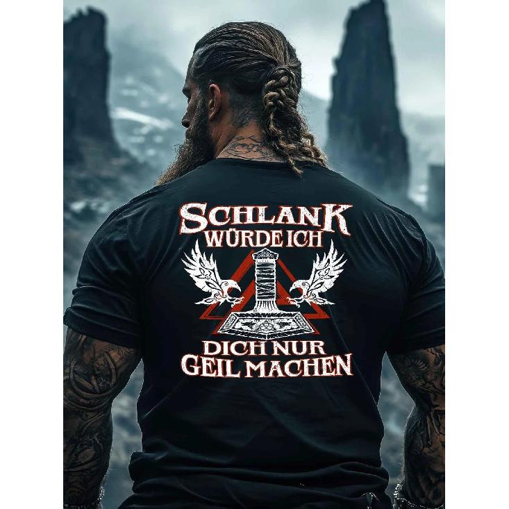 Funny Viking Premium Slim Shirt | Crew Neck, Slight Stretch Fabric, Regular Fit, Casual Style, Print Pattern, Perfect For Men, All-Season Wear