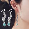 1 Pair Women Hanging Retro Swirling Anti-allergy Bohemian Style Earrings Feather Shape Electroplated Faux