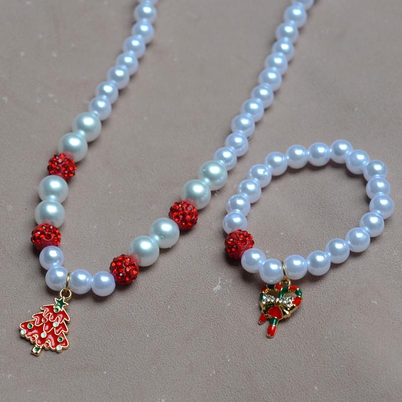 Красочный набор браслетов из сплава с бусинами «Санта-Клаус» для девочек