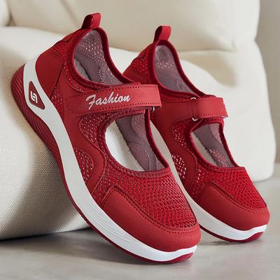 Обувь Женские летние туфли-одиночки Туфли для мам Повседневная обувь на липучках для людей среднего и пожилого возраста