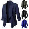 Solid Color Office Lady Lapel Long Sleeve Blazer Slim Fit Suit Coat Jacket