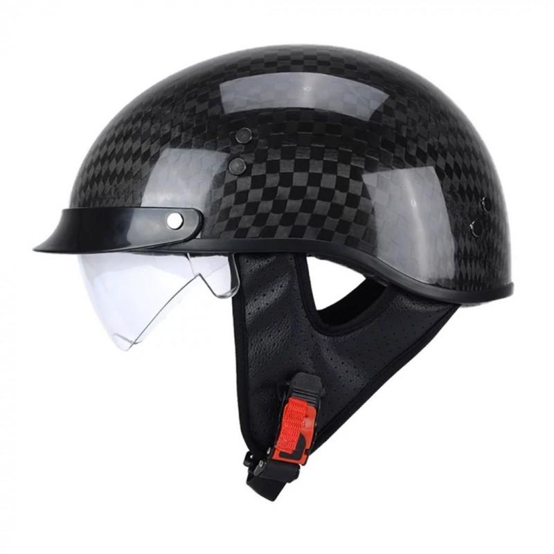 Carbon Fiber Retro Half Helmet Motorcycle Scooter Cruiser Adult Safety All