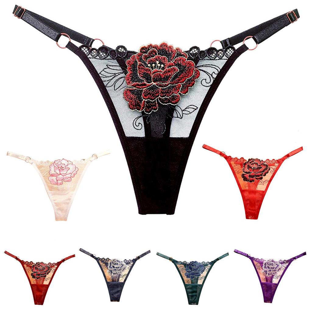 Женские стринги, вязаные, облегающие, соблазнительные, шикарные, тонкие, интимные, с цветочной вышивкой для медового месяца