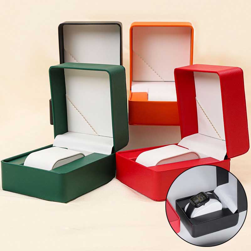 Черная подарочная коробка для одних часов с подушечкой, органайзер-витрина для наручных часов из ПУ кожи для мужчин, откидная крышка из ПУ кожи для часов