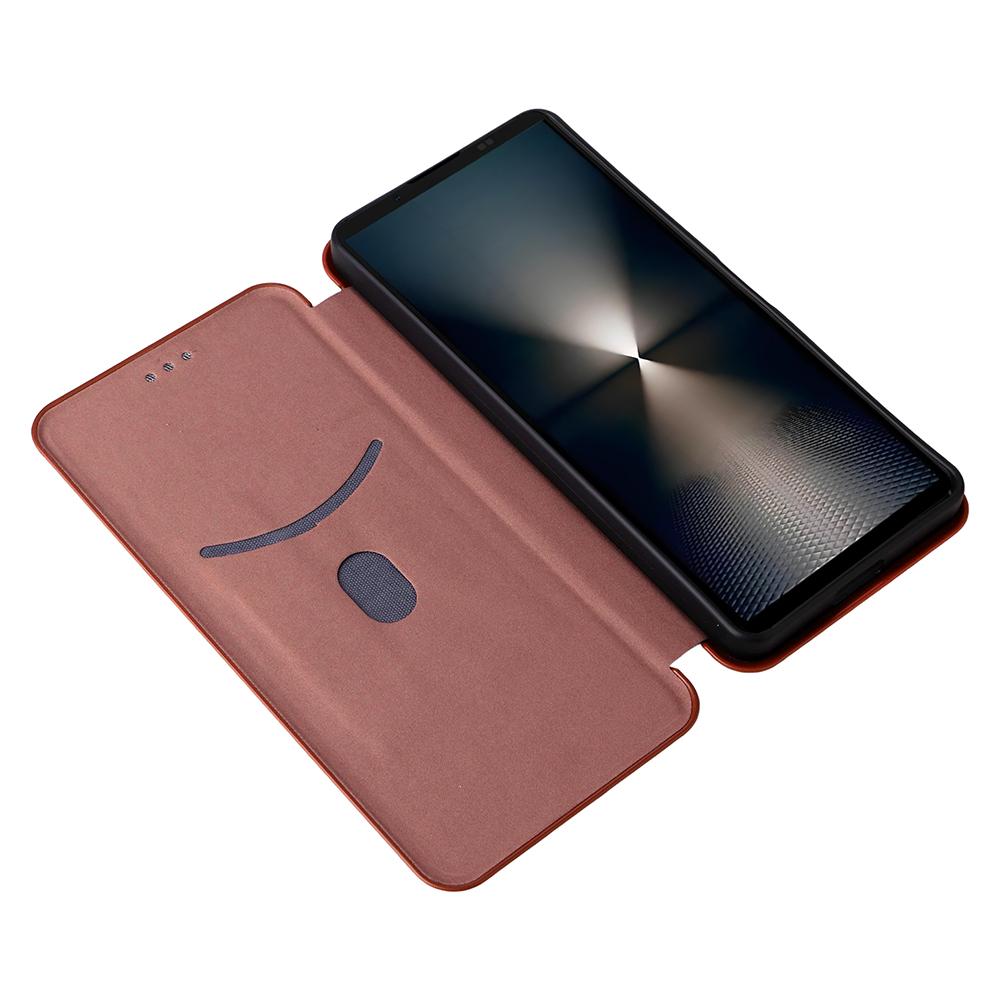 Чехол для Sony Xperia 1 VII с текстурой углеродного волокна, противоударный, из ПУ кожи, чехол для телефона