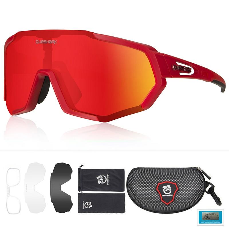 Queshark Cycling Glasses Polarized Sports Sunglasses Men Women with 3 Interchangeable Lens Anti-UV400 Bike Eyewear
