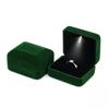 Velvet LED Ring Jewelry Box Square Shape Jewelry Organizer Box Wedding Ceremony